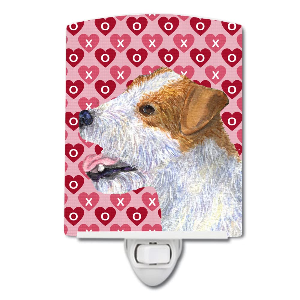 Caroline'S Treasures Ss4504Cnl Jack Russell Terrier Hearts Love And Valentine'S Day Portrait Ceramic Night Light Compact, Ul-Cer