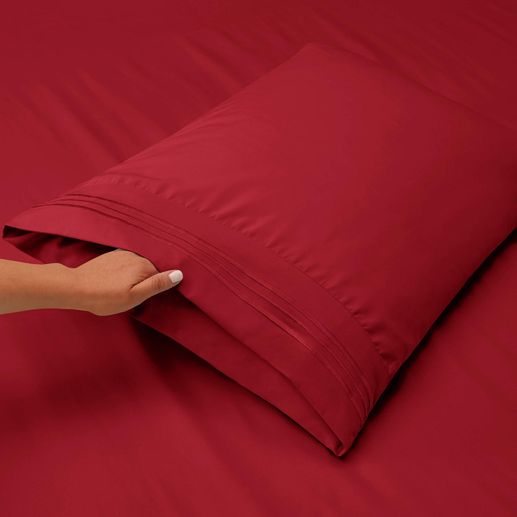 Clara Clark Full Sheets, 6 Piece Set - Hotel Luxury Sheets For Full Size Bed, Super Soft Bedding Sheets & Pillowcases, Full Size Sheets, Burgundy Red