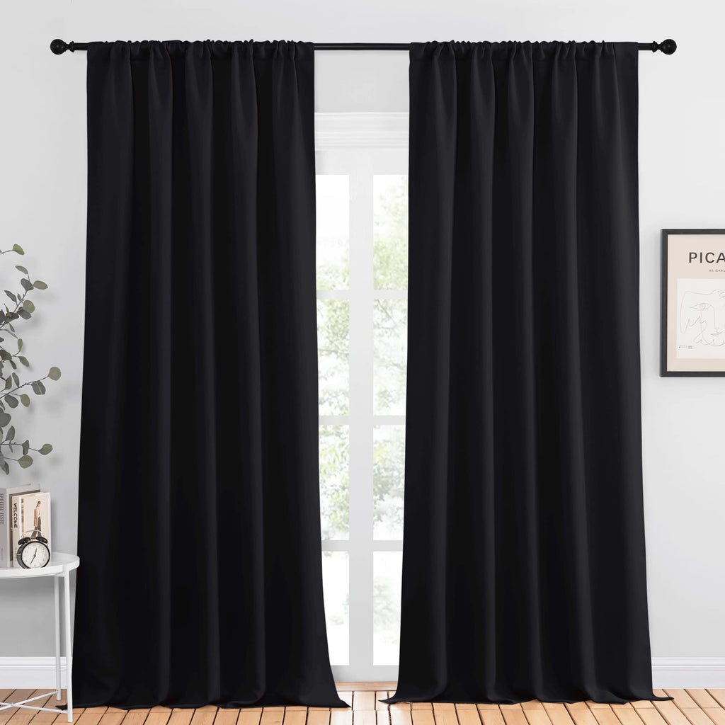 NICETOWN Halloween Black Out Window Curtains - Solid Home Decor Thermal Insulated Blackout Drapes/Draperies for Bedroom, Privacy