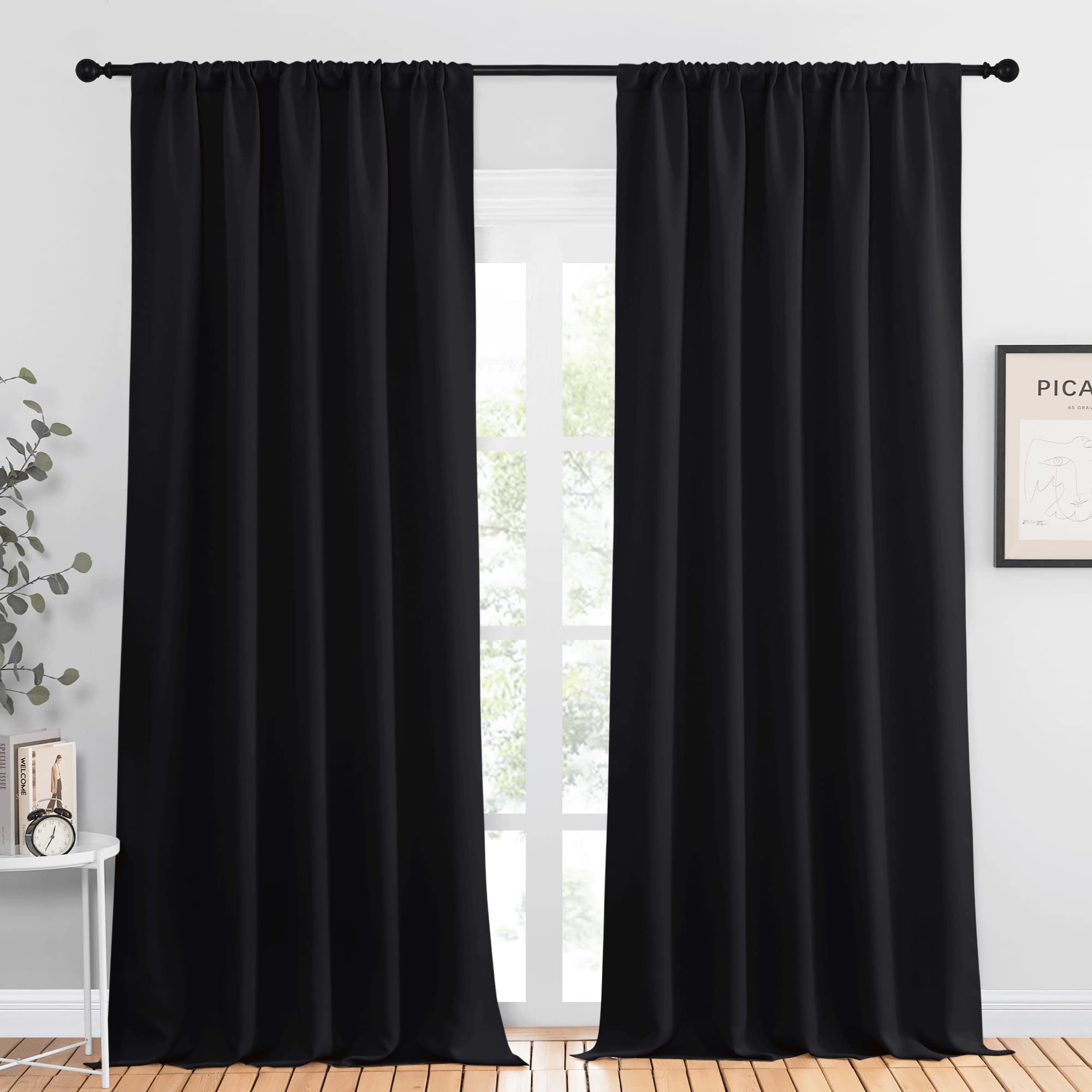 NICETOWN Halloween Black Out Window Curtains - Solid Home Decor Thermal Insulated Blackout Drapes/Draperies for Bedroom, Privacy