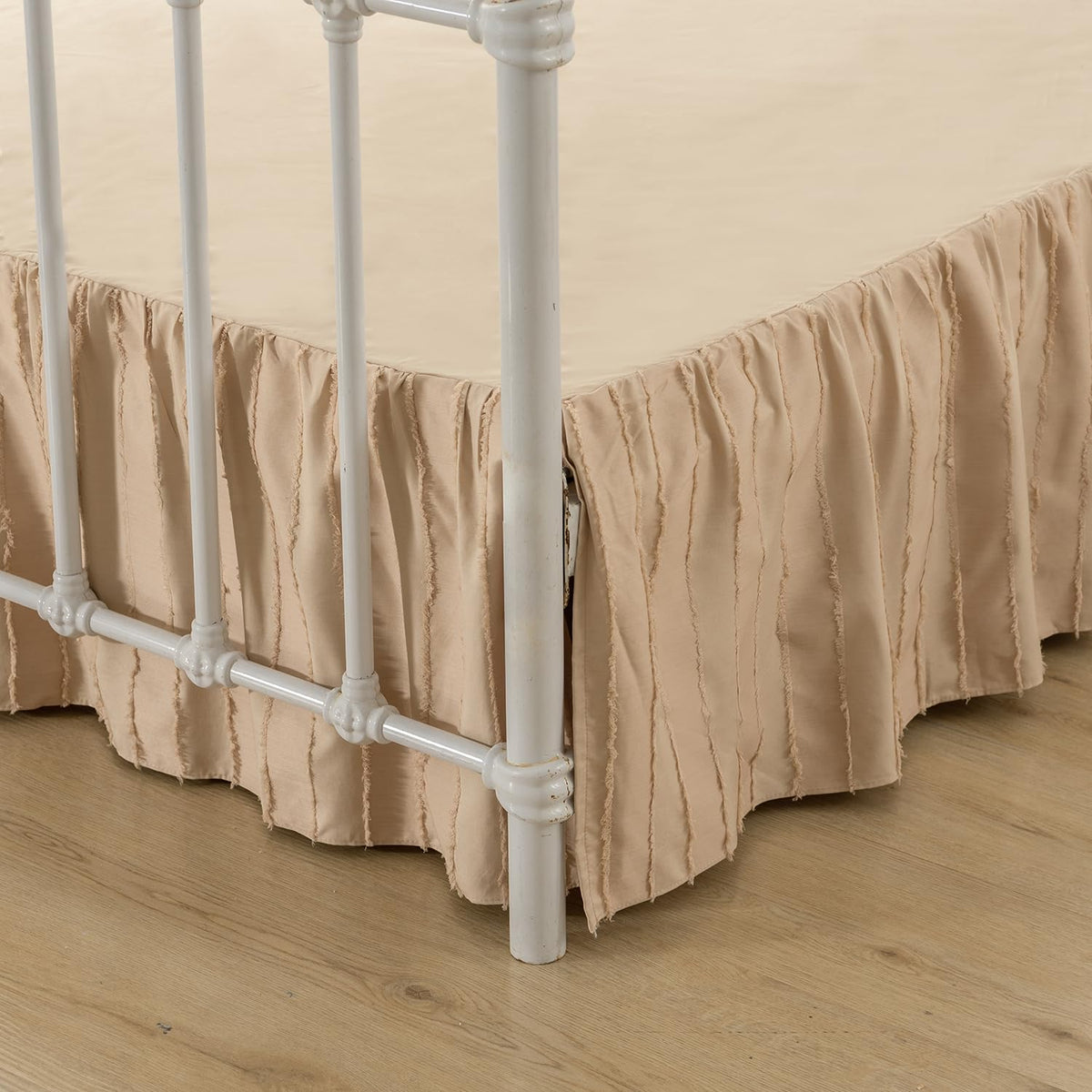 Bed Skirt Full Size, Ruffled Bed Skirt with Split Corners, Full Bed Skirt 14 Inch Drop, Striped Boho Full Size Bed Skirt for Ruf