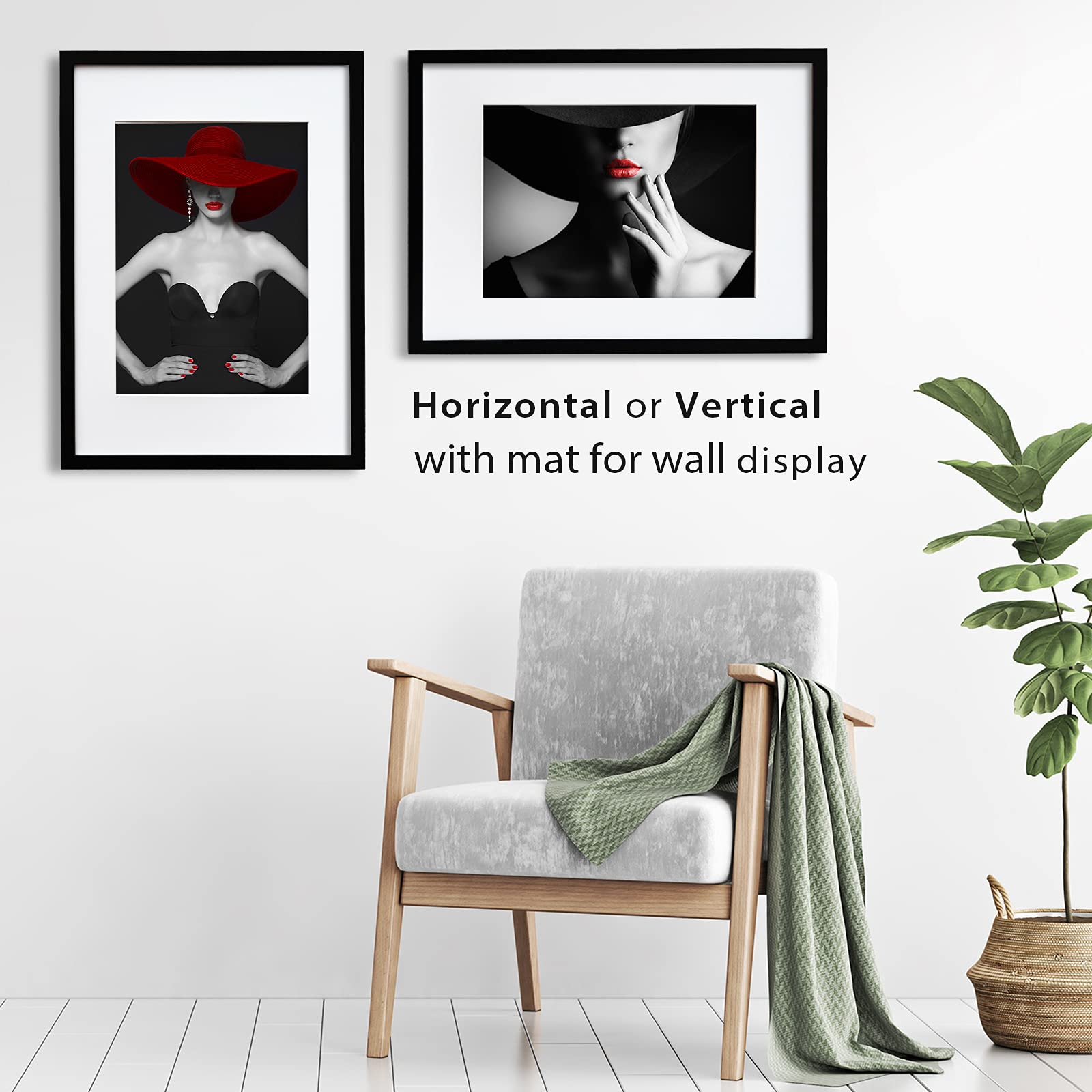 Egofine A2 Picture Frames Set Of 2 Matted For A3 - Solid Wood Acrylic Plexiglass Front For Wall Mounting Hanging Vertically Or H