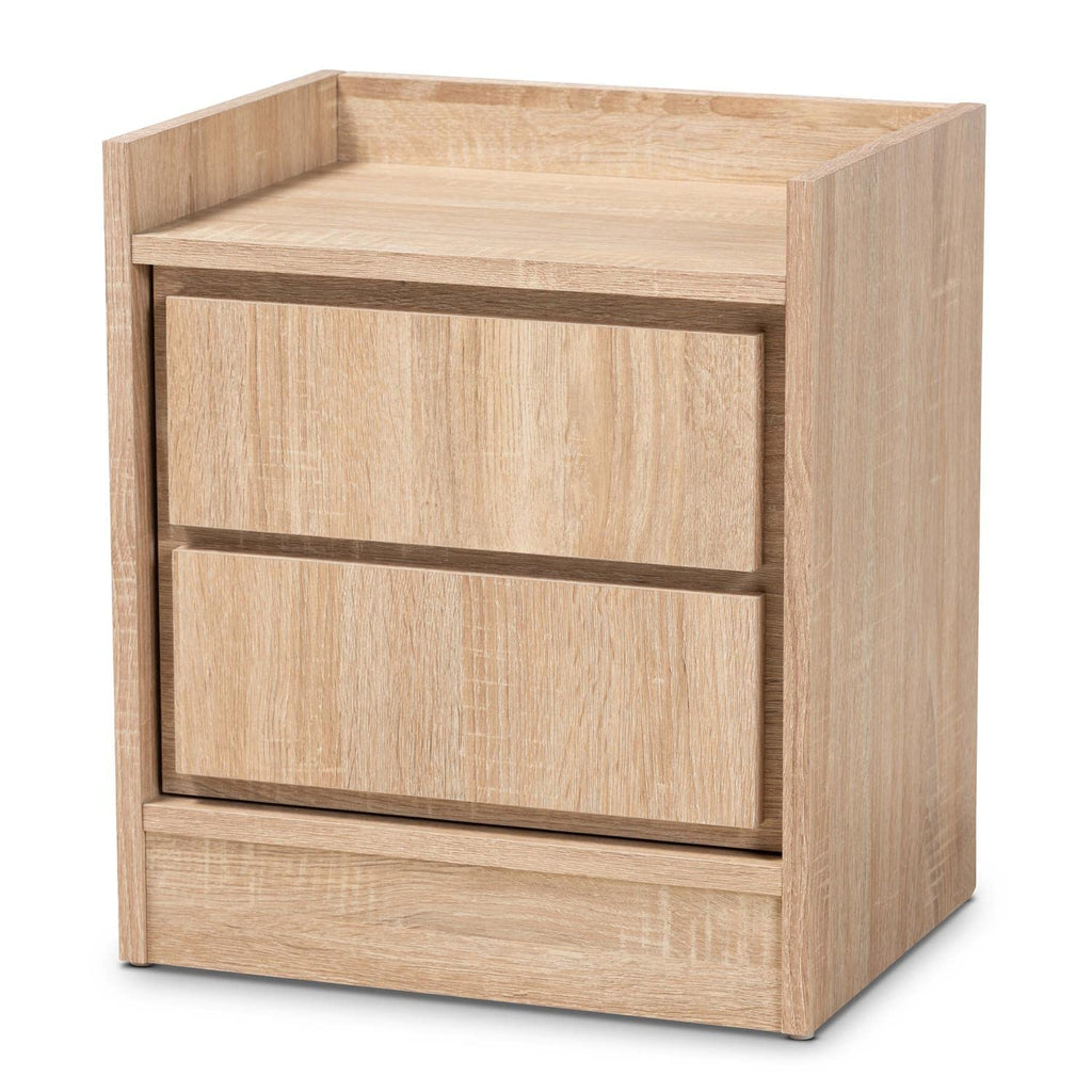 Baxton Studio Hale Walnut Finished Wood 2-Drawer Nightstand