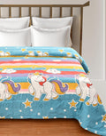 Kitch Deco Glace Cotton Printed Reversible Kids Double Bed & Kids Comforter/Dohar/Quilt, 200 Gsm (90X100Inch) Star Moon