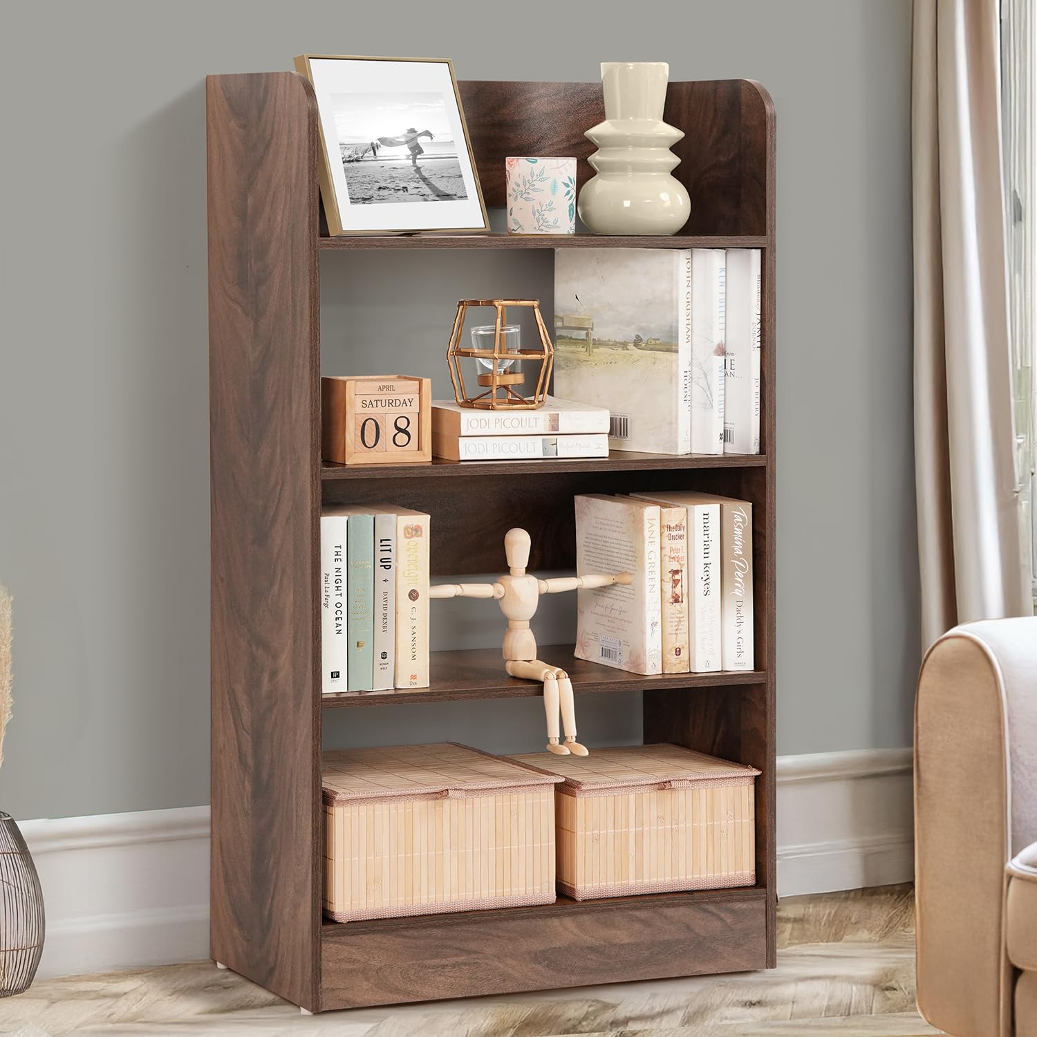 About Space Bookshelf For Home  4 Tier Books Rack For Study Room Multipurpose Open Shelf For Home, Office, School Engineered Wo
