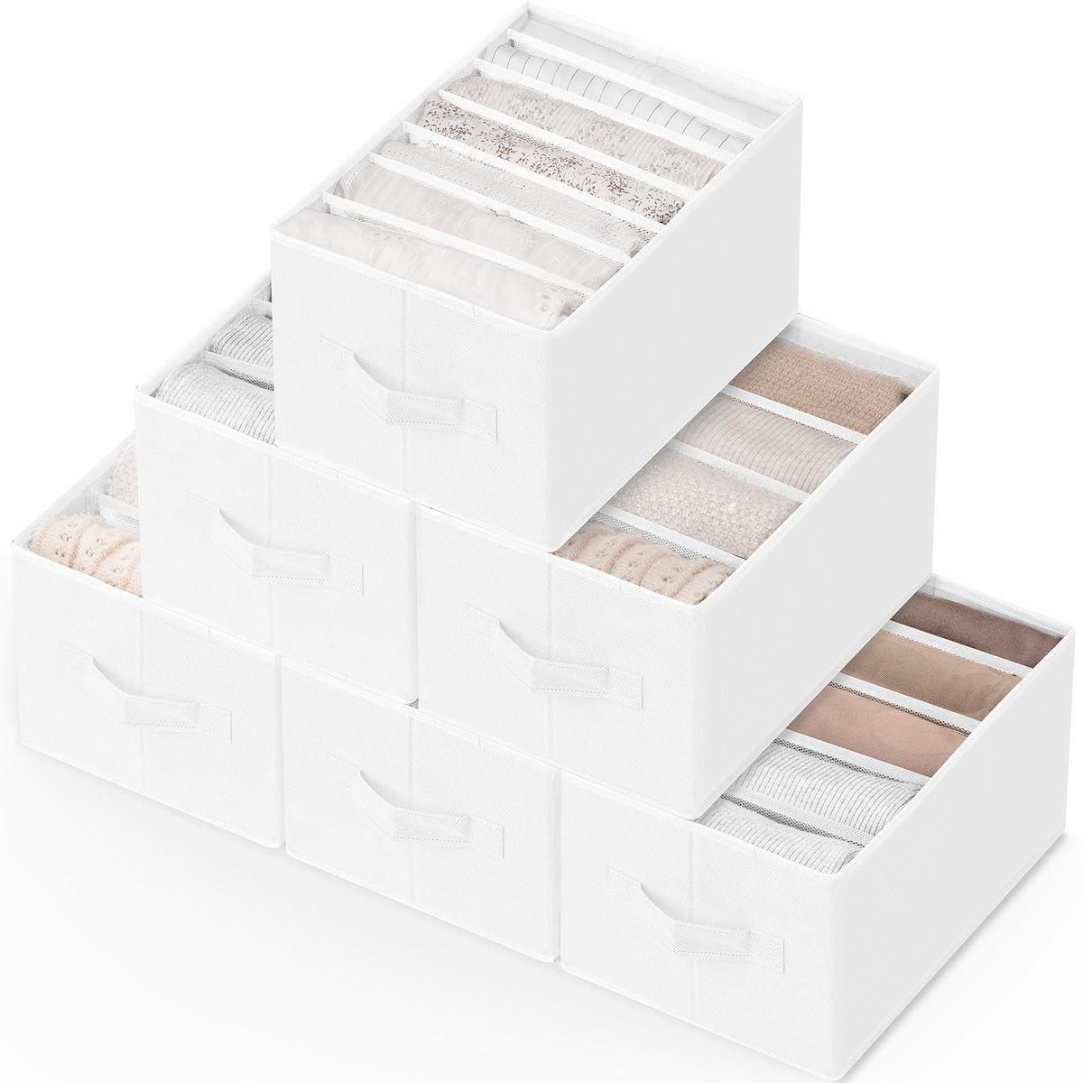 Criusia 6 Pack Large Clothes Organizer, Wardrobe Closet Organizer and Storage with Handles, Foldable Fabric Closet Organizers Di