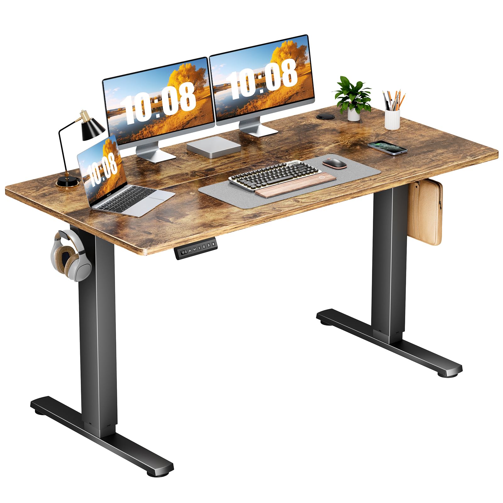 Sweetcrispy Electric Standing Desk Adjustable Height, 55x24 Inch Sit Stand Up Home Office Desks Computer Workstation PC Work Tab
