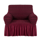 Niceec Armchair Slipcover Red Armchair Covers 1 Piece Easy Fitted Sofa Couch Cover Universal High Stretchable Durable Furniture Protector With Skirt Country Style (1 Seater Double Red)