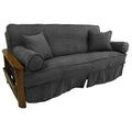 Blazing Needles Solid Microsuede Double Corded 8" to 9" Futon Slipcover Set with 4 Throw Pillows (Set of 5), Full, Steel Grey