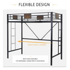 Sha Cerlin Loft Bed Twin Size With Ladder And Guardrail,Rustic Design,Metal Slats Support No Box Spring Needed Small Space Saving Furniture For Bedroom Dorm