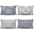 Coliuso Decorative Lumbar Pillow Covers 12x20 Set of 4, Grey and White Modern Simple Square Pillow Case Cushion Cover for Sofa C