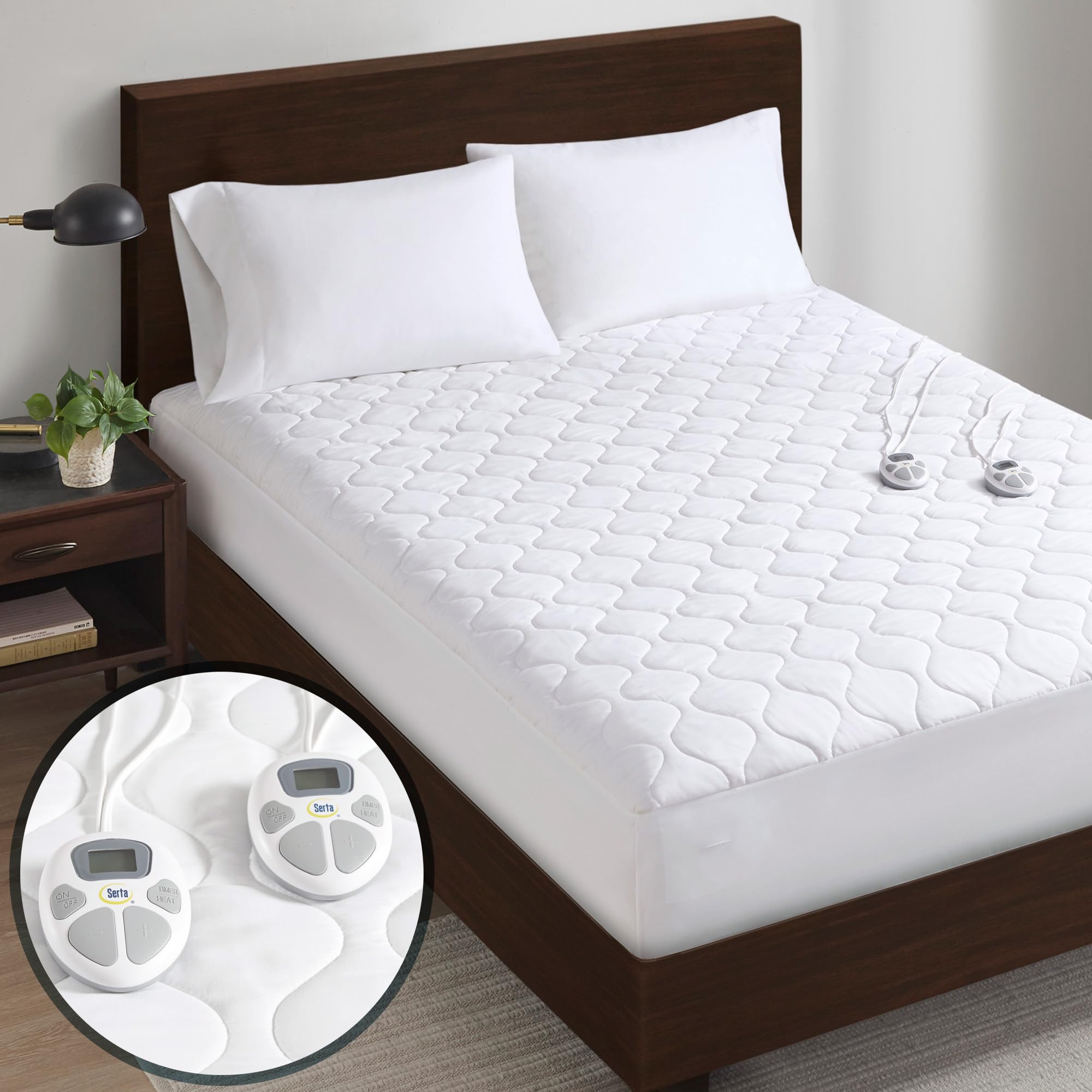 Serta Heated Mattress Pad Queen Size - Electric Mattress Pad, 10 Heat Setting Controller, Auto Shut Off Timer, Deep Elastic Pock