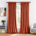 Miulee Burnt Orange Velvet Curtains Thermal Insulated Blackout Curtain Fall Drapes For Bedroom Living Room Darkening 84 Inches Long Rust Terracotta Panels Rod Pocket Set Of 2