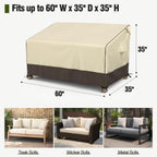 Mr. Cover Outdoor Couch Cover Waterproof, Patio Furniture Covers For 2-Seater Couch, Fits Up To 60'W X 35'D X 35'H, Moisture-Proof & Uv-Protection, Brown & Khaki