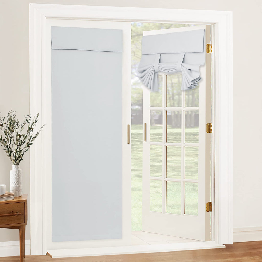 Ryb Home Blackout Door Curtains 2 Panels Set, Privacy Insulating Glass Window Door Blind Shdes For French Door Nana Door Sidelight Door Office, W 26 X L 72, Greyish White