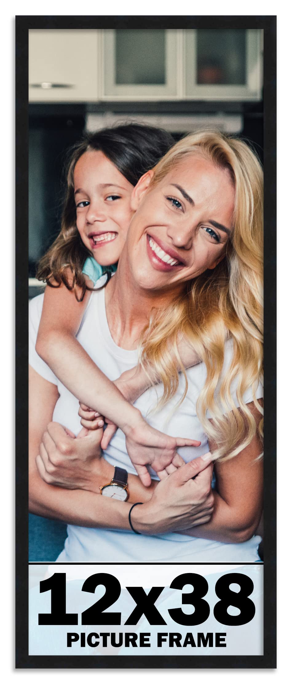 12x38 Frame Black Picture Frame - Complete Modern Photo Frame Includes UV Acrylic Shatter Guard Front, Acid Free Foam Backing Bo