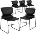 5 Pk. 661 lb. Capacity Black Full Back Stack Chair with Black Frame