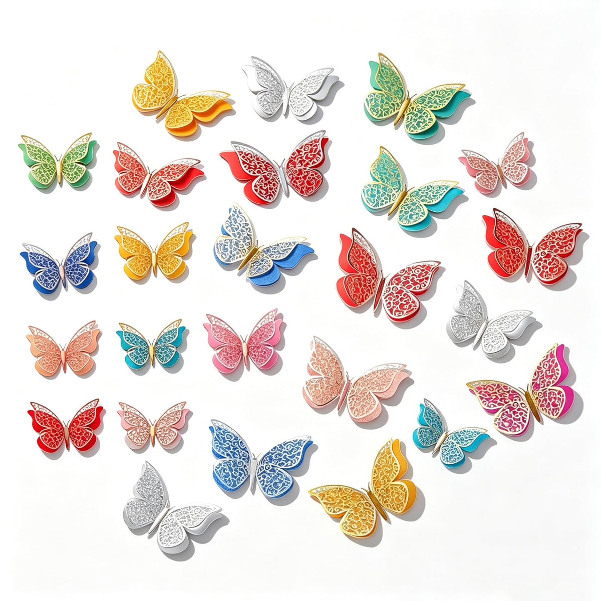 24Pcs 3D Butterfly Wall Stickers, Decorative Butterfly Stickers For Home Wall Decoration, Baby Shower Party Decorations Set In S