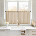 Homeideas Non-See-Through Beige Privacy Sheer Kitchen Curtains 30 X 24 Inches Long 2 Panels Taupe Sheer Curtains Light Filtering Bathroom Window Curtains Drapes For Bedroom Living Room