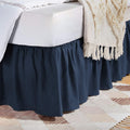 Amazon Basics Lightweight Ruffled Bed Skirt, Classic Style, Soft and Stylish 100% Microfiber with 16 drop-Queen, Navy Blue, Soli
