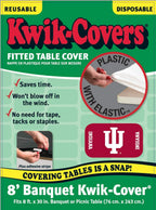 Collegiate Kwik-Covers Rectangle Plastic Table Covers, Bundle Of 2 (Indiana University, 8')