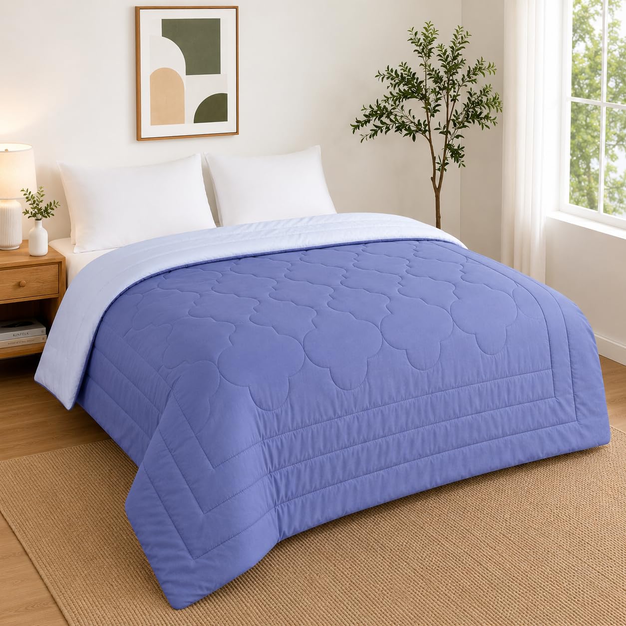 Lahome Ac Comforter Double Bed Reversible Comforters All Season Ac Blanket Comforter King Size 220 Gsm, (Blue)