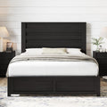 AMERLIFE Farmhouse Queen Size Bed Frame with 49 Tall Headboard, Platform Bed with Natural Wood Grain, No Box Spring Needed/Noise