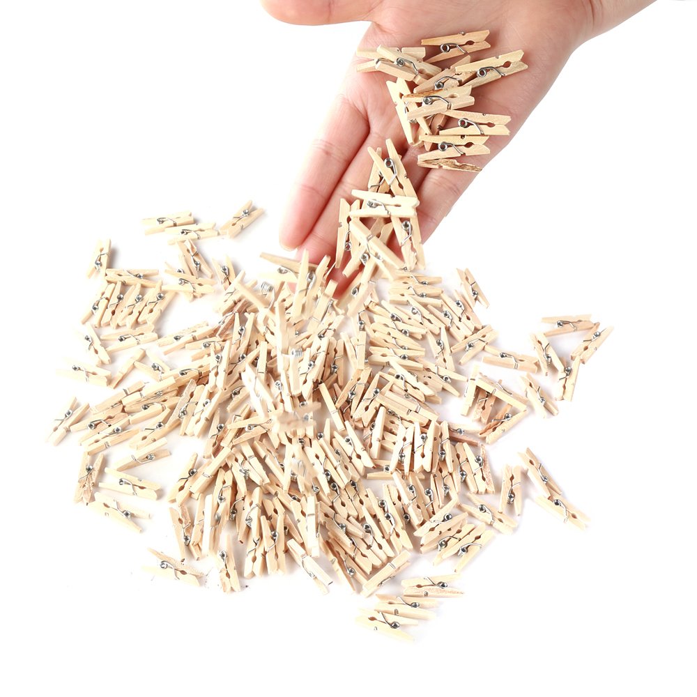 Decora Sturdy 1 Inch Mini Wooden Craft Clothespins 100Pcs