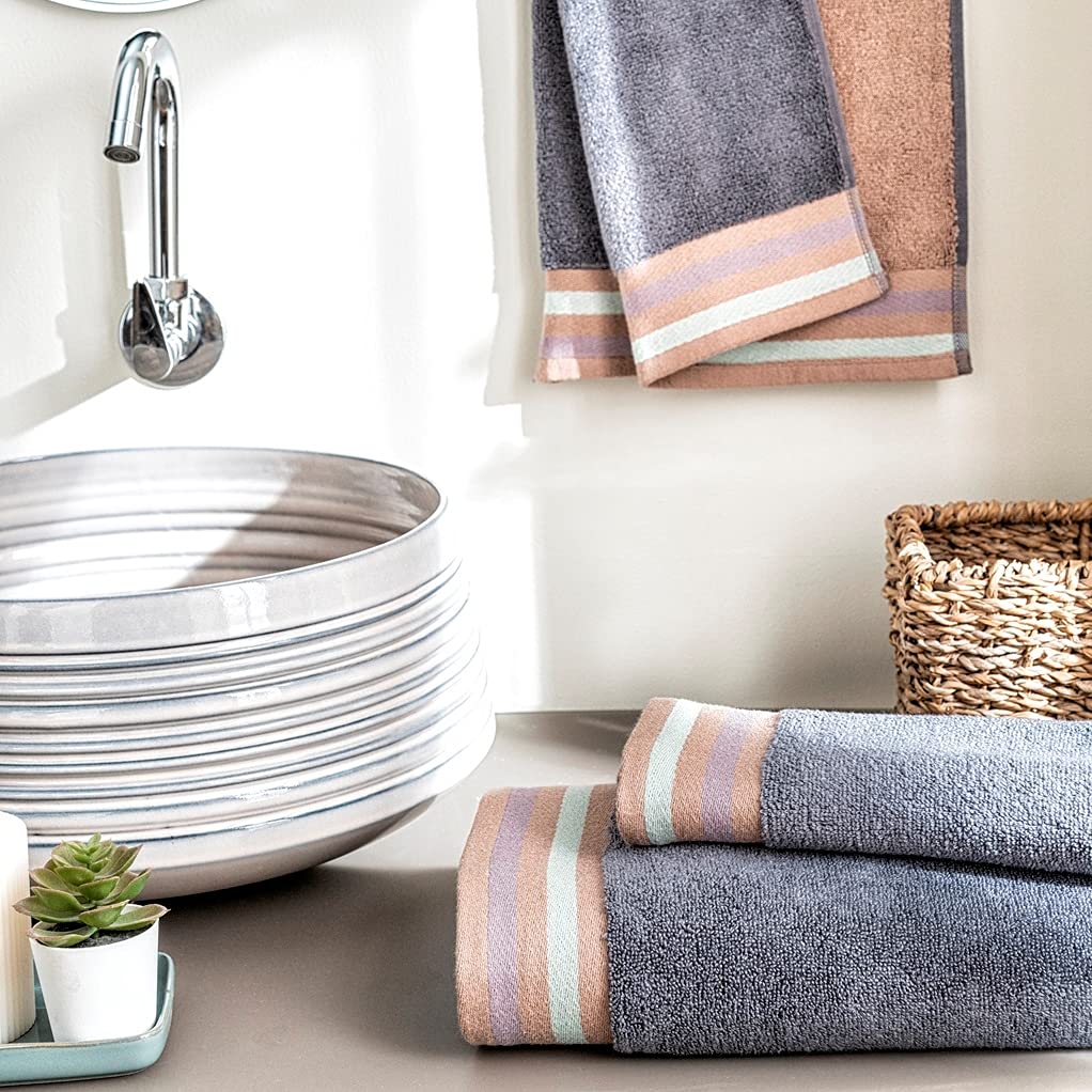 Ddecor  2 Hand Towels,Cotton,500Gsm,Grey