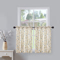 VOGOL Tier Curtains Linen Textured 36 Inches Long Curtains for Kitchen Small Cafe, Birds and Leaf Print Valances Top Pocket Wind