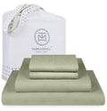 Threadmill California King Size Sheets | 800 Thread Count Jacquard Celine Sage Green | 4 Piece Striped Bed Sheets | Extra Long S