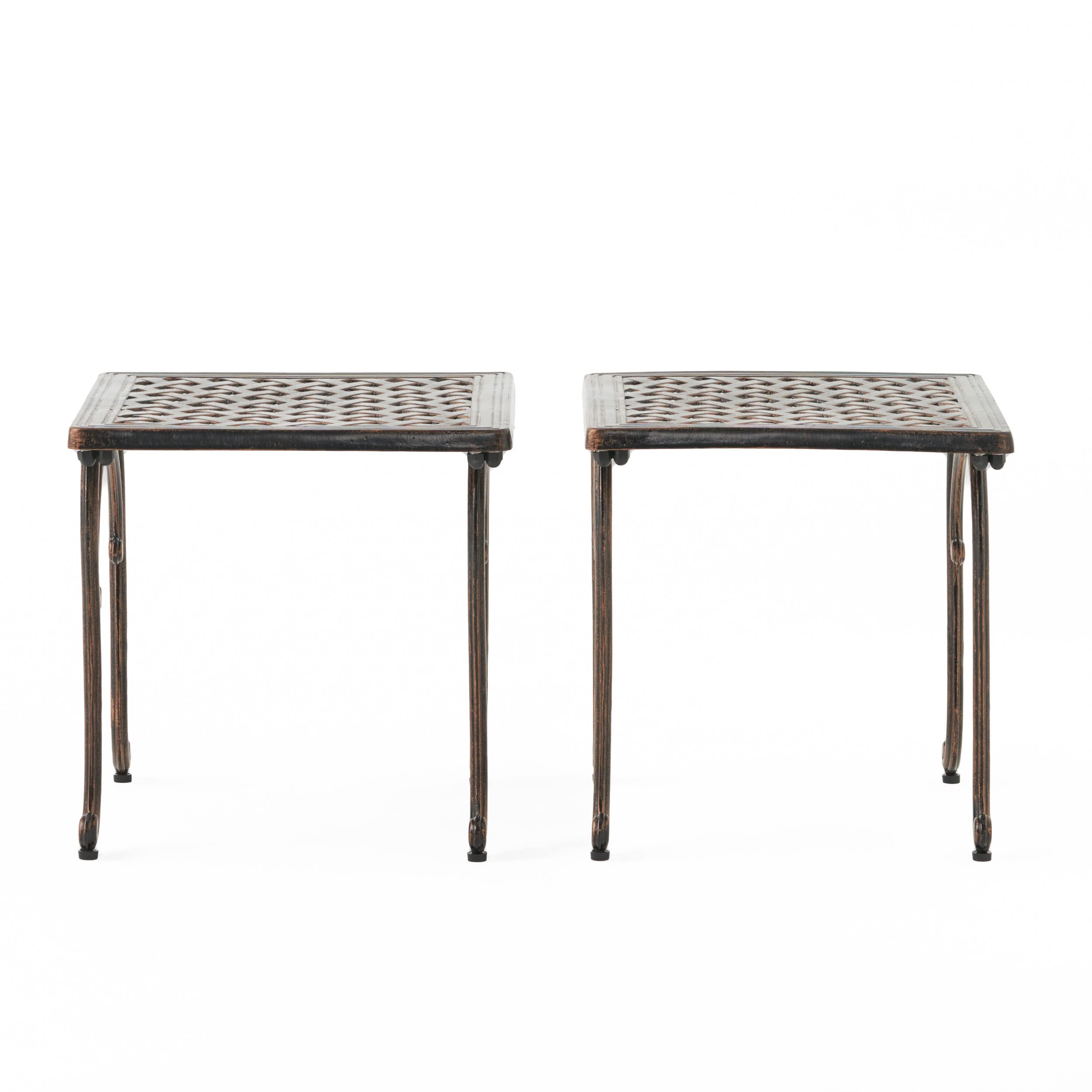 Christopher Knight Home Mckinley Outdoor Cast End Tables, 2-Pcs Set, Shiny Copper