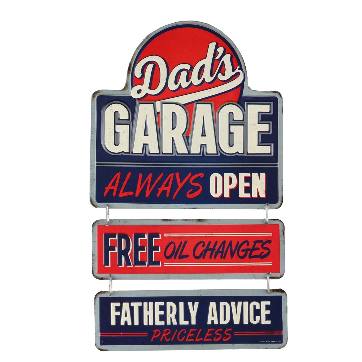 Dads Garage Linked and Embossed Metal Sign - Fun Garage Sign for Dad - Great Gift Idea