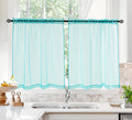 Pi Sheer Curtains,Valance Small Window Treatment Light Voile With Rod Pocket For Café/Kitchen/Bedroom/Living Room 2 Panels (W42Xl30,Lake Blue)