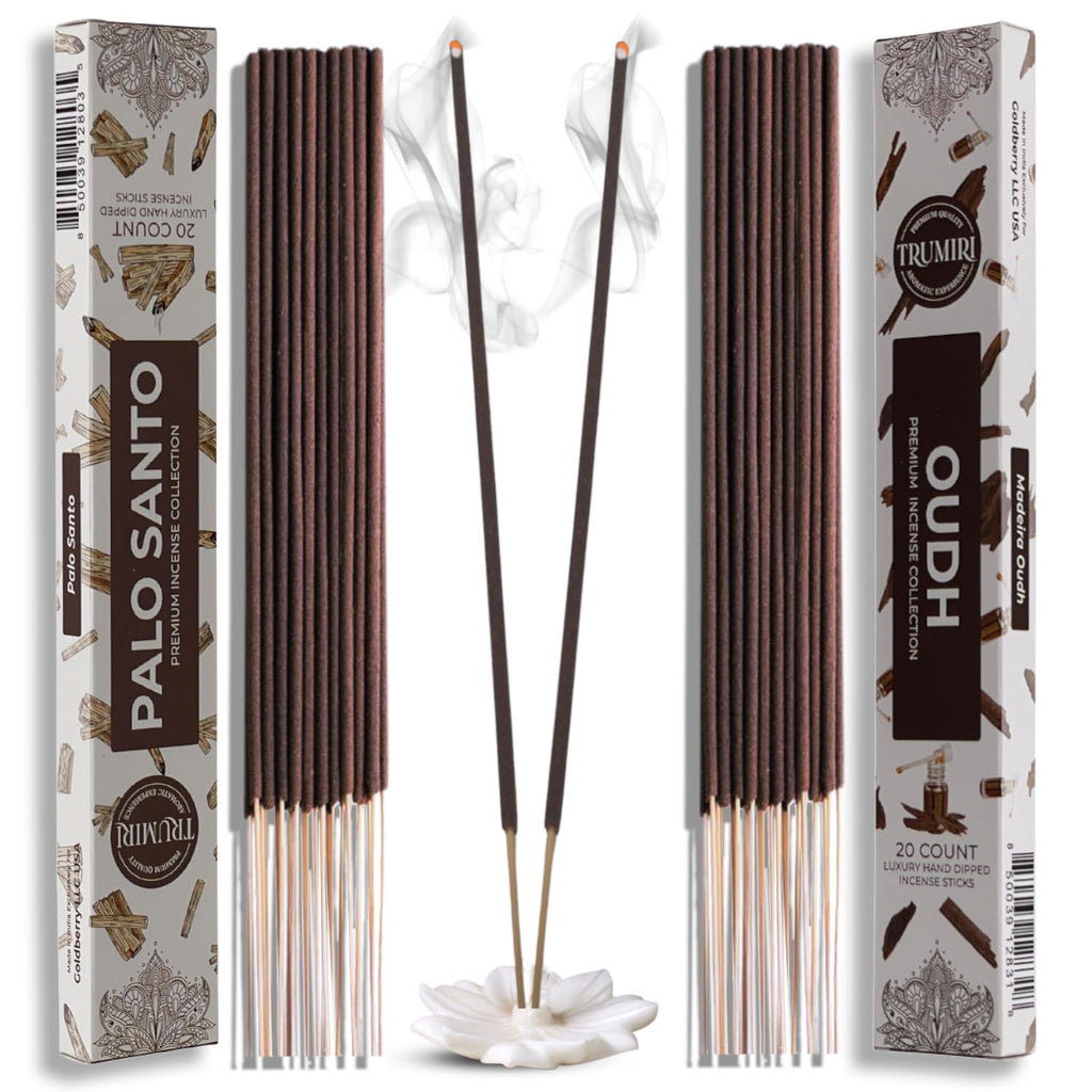 Trumiri Incense Sticks - Combo Pack of 40 Insence-Sticks - 20 Palo Santo + 20 Oud - Insenses - Insents - Incents - Inscense - In