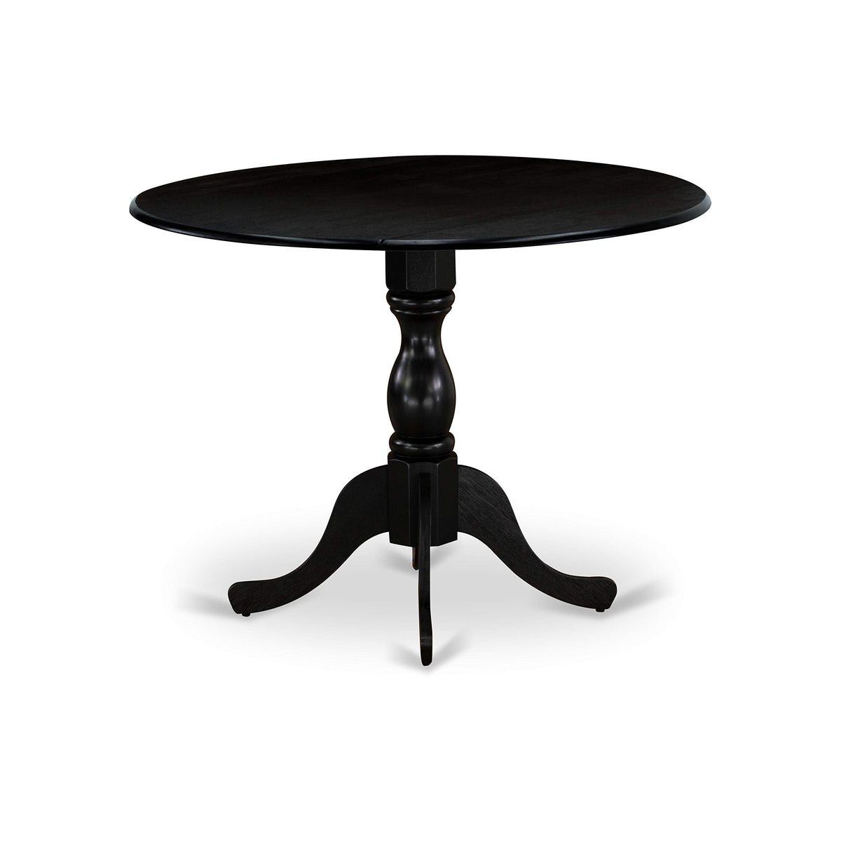 East West Furniture DMMZ5-AB6-50 5 Piece Modern Dining Table Set Includes a Round Wooden Table with Dropleaf and 4 Dark Gotham Grey Linen Fabric Parsons Chairs, 42x42 Inch, Wirebrushed Black
