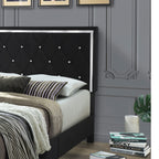 Better Home Products Monica Velvet Upholstered King Platform Bed in Black