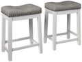 Angel Line Cambridge Bar Stools, 24 Set of 2, Gray Cushion