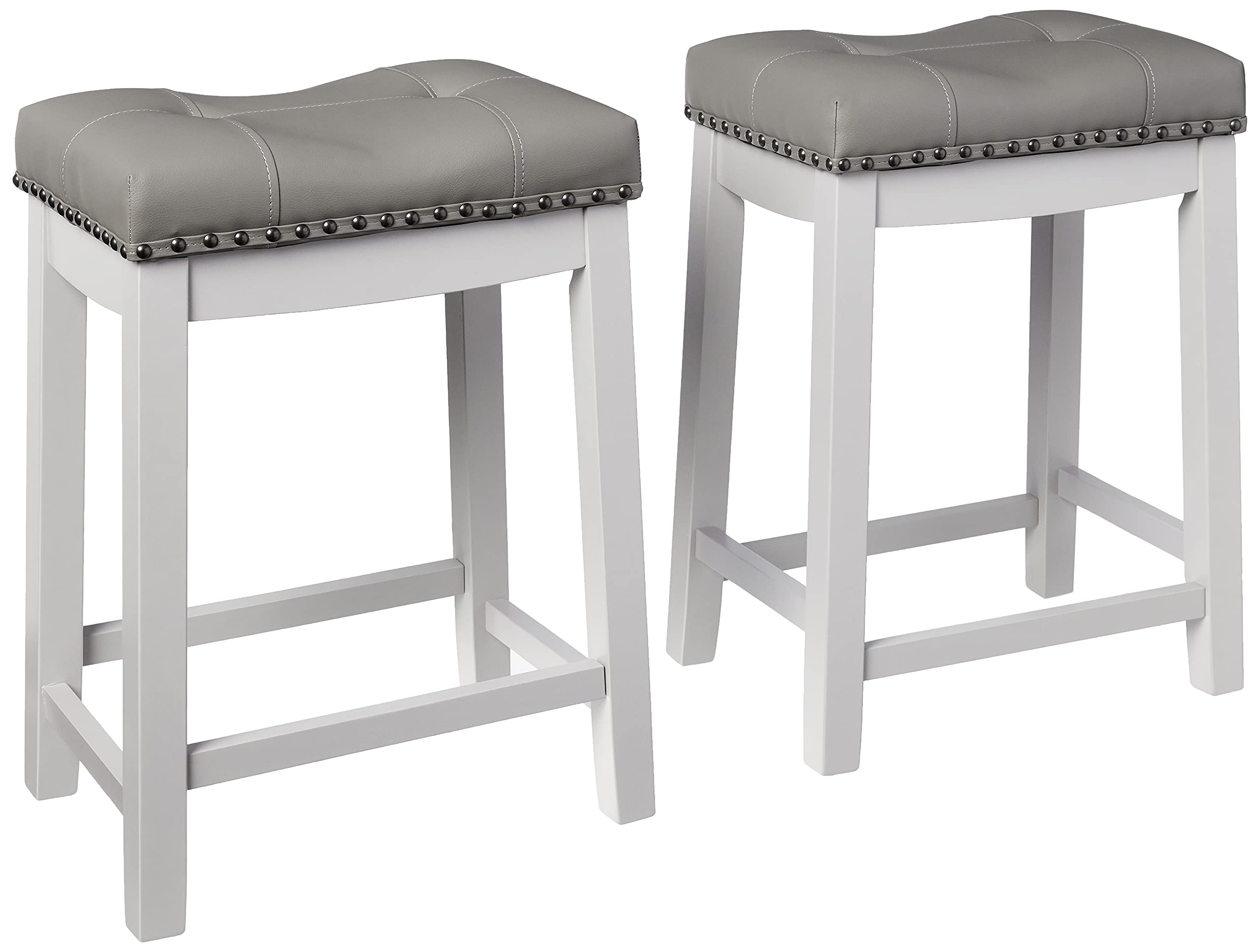 Angel Line Cambridge Bar Stools, 24 Set of 2, Gray Cushion