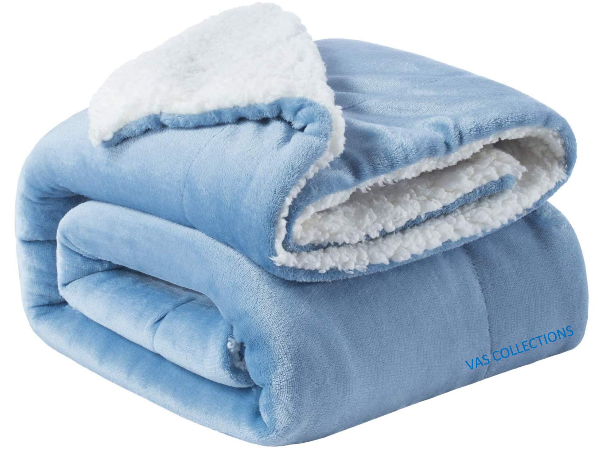 Vas Collections Super Soft Reversible Sherpa Blanket For Single Bed (5688 In / 142224 Cm) 1.8 Kg, 570 Gsm  Polyester Micromink 