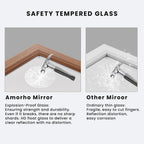 Amorho Bathroom Mirror, 60X36 Inch Wall Mirror, Walnut Wood Grain Metal Framed, Anti-Rust, Hang Horizontally/Vertically, Suitabl