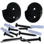 Desunia Closet Rod Support Flanges with Screw On Attachment | Heavy Duty Clothes Pole End Sockets for Wardrobes | Black | 2 Pack