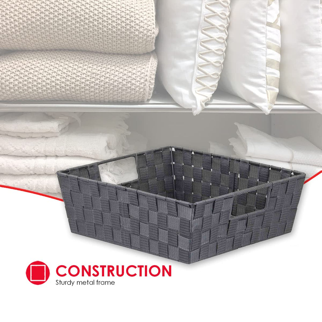 Grey Non-Woven Storage Bin With Open Handles By Home Basics | Closet Organization Essential