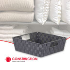 Grey Non-Woven Storage Bin With Open Handles By Home Basics | Closet Organization Essential