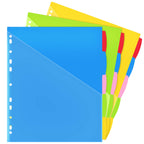 Wot I Durable 5-Tab Binder Dividers With Clear Pocket - 3 Sets, Reusable Plastic Dividers For 3 Ring Binder, 5 Vibrant Colors, T