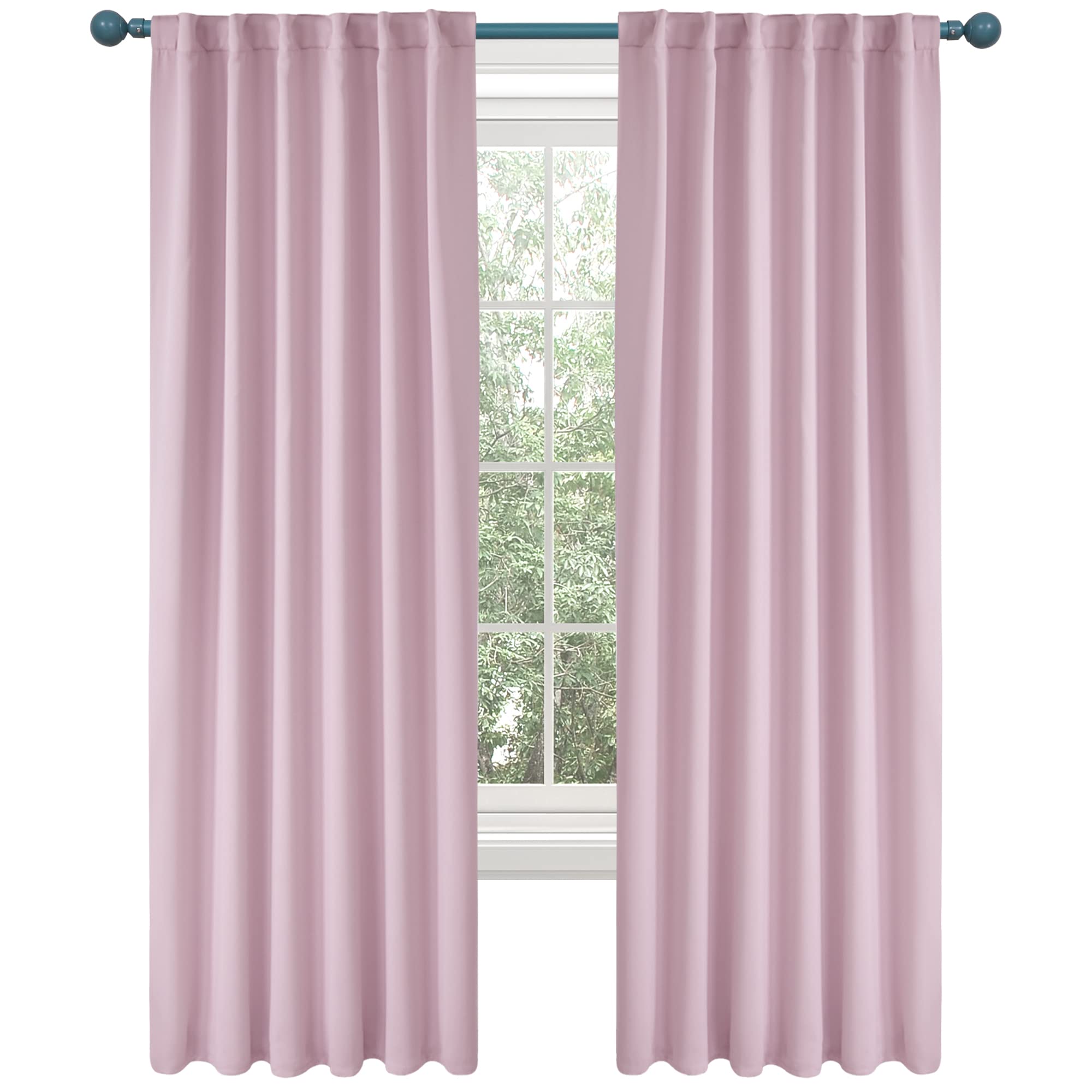 Deconovo Blackout Curtains Insulated Thermal, Rod Pocket And Back Tab Curtains - Room Darkening Curtains For Living Room, 52X95 Inch, Lavender, Set Of 2