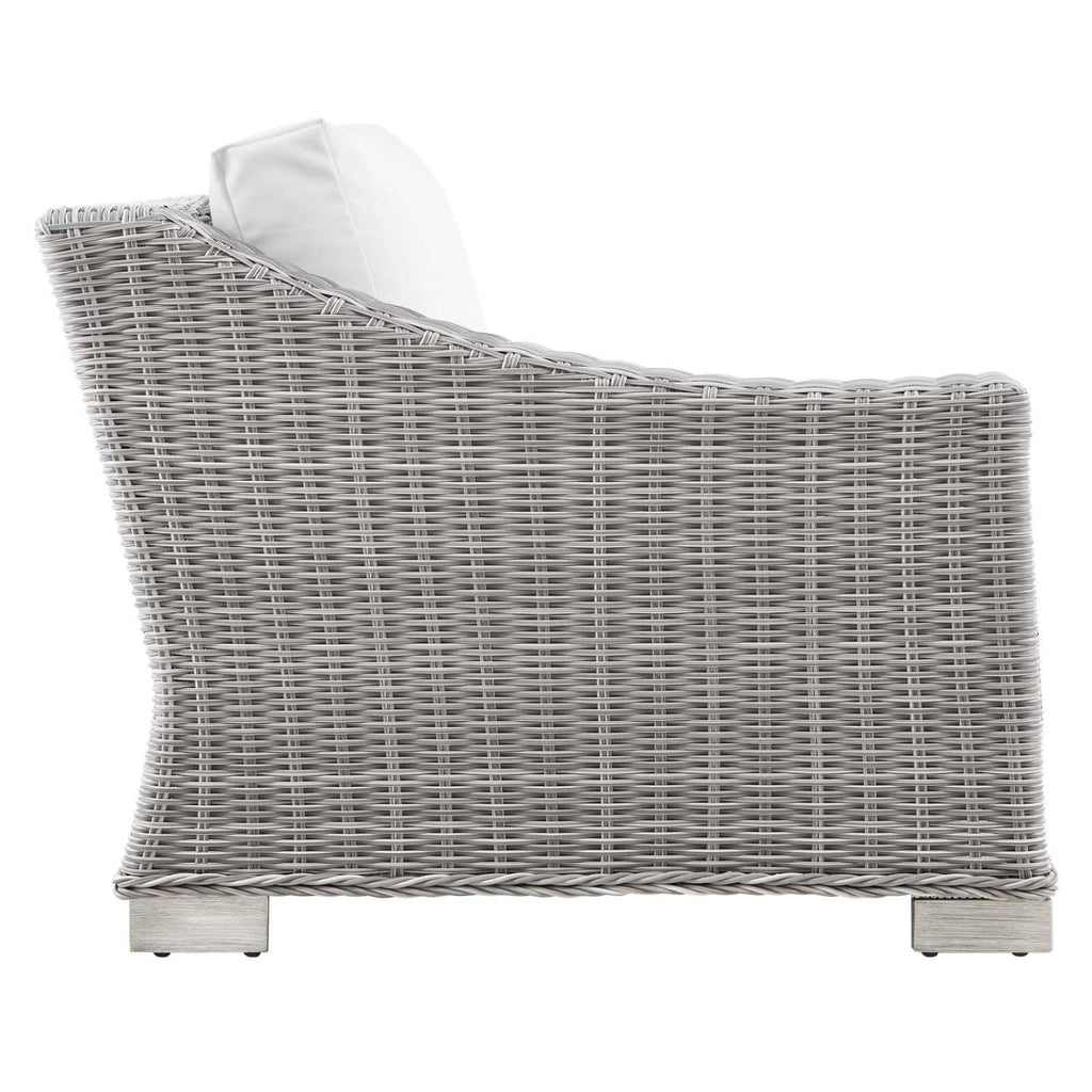 Modway Conway Outdoor Patio Wicker Rattan, Left-Arm Chair, Light Gray White