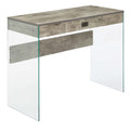 Convenience Concepts SoHo 1 Drawer Glass 36 inch Desk, Faux Birch/Glass