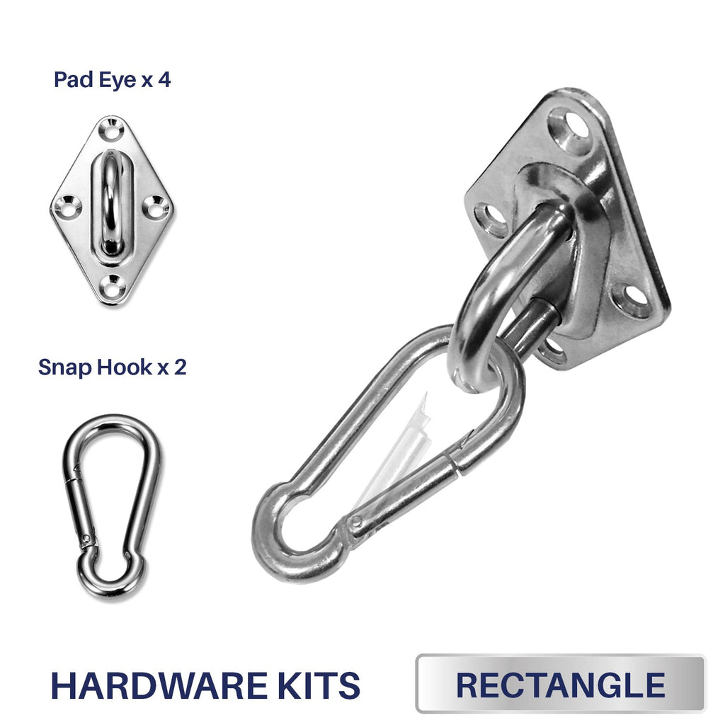 Windscreen4Less Sun Shade Sail Hardware Kit - 8 Inches - Super Heavy Duty - For Rectangle And Square Sun Shade Sail