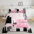 Feelyou Abstract Comforter Modern Abstract Art Comforter Set For Boys Girls Children Pink Black Pattern Bedding Set Room Decor Q